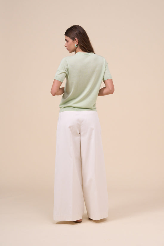 Fedeli Argentina Pearly Cashmere Silk Short Sleeve Crewneck SAND