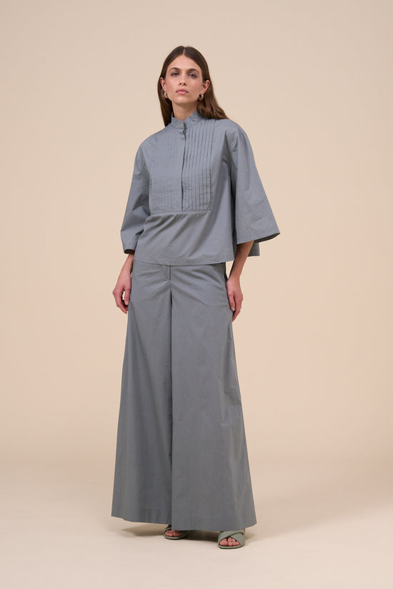 fedeli Arianna Cotton Silk Boxy Shirt DARKOLIVEGREEN