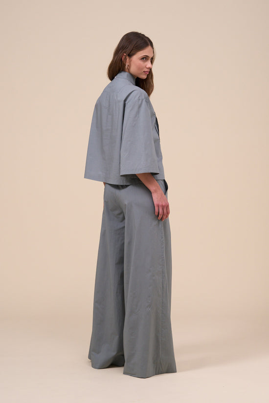 fedeli Arianna Cotton Silk Boxy Shirt DARKOLIVEGREEN