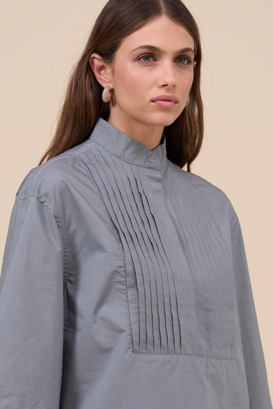fedeli Arianna Cotton Silk Boxy Shirt DARKOLIVEGREEN