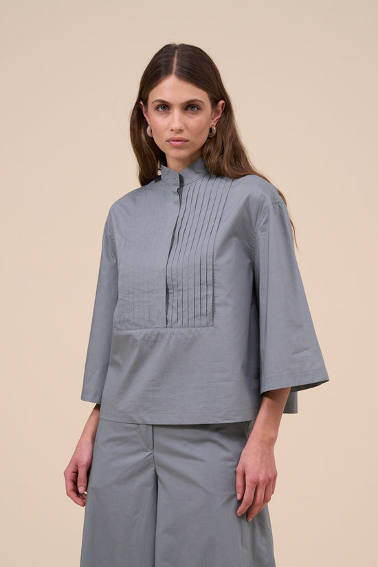 fedeli Arianna Cotton Silk Boxy Shirt DARKOLIVEGREEN