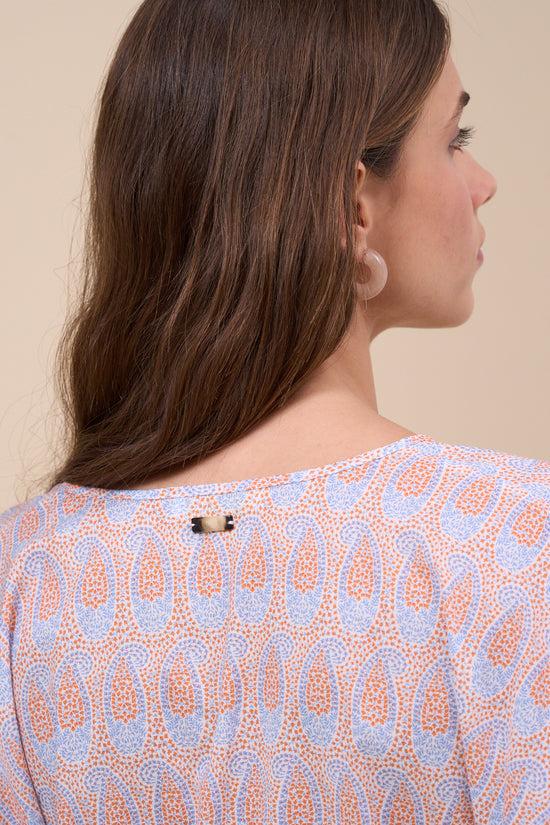 Fedeli Armonia Printed Cotton Voile Kaftan - Paisley Pattern ORANGE