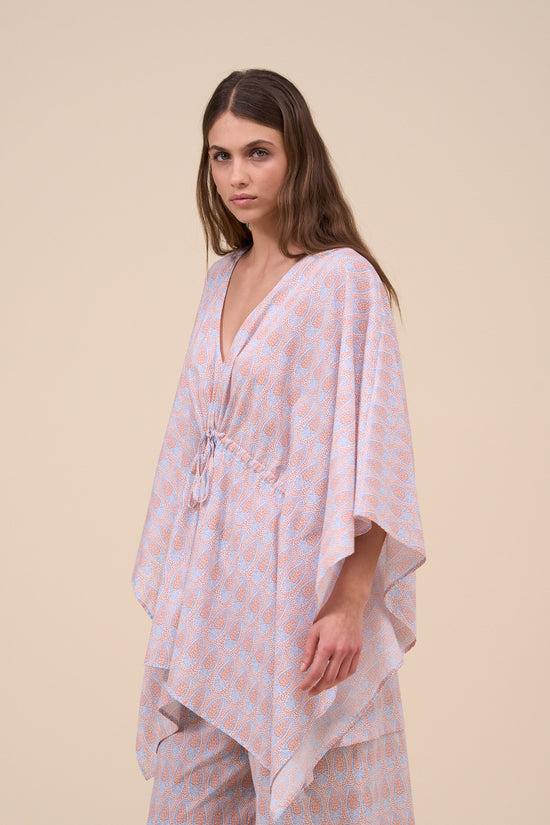 fedeli Armonia Printed Cotton Voile Kaftan - Paisley Pattern ORANGE