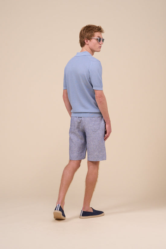 Fedeli Bambu Giza Cotton Short Sleeve Polo Shirt STEELBLUE