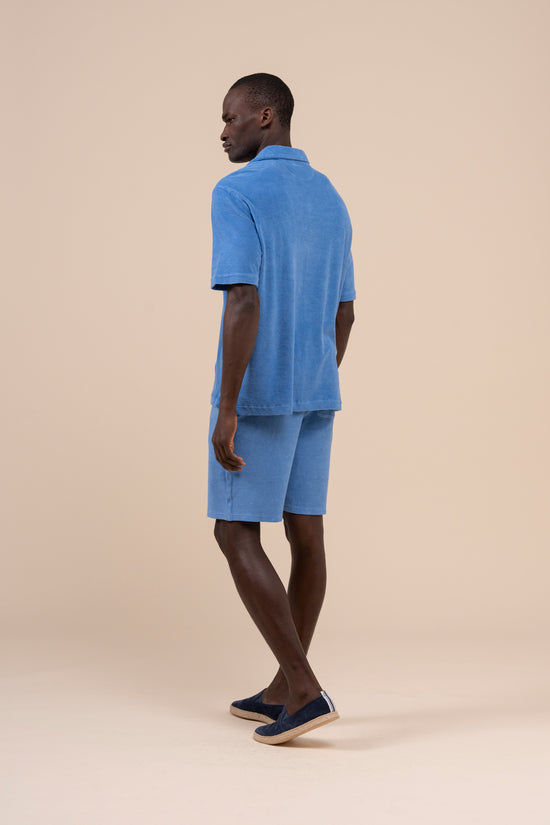 Fedeli Bowling Terry Light Dusty Short Sleeve Shirt CORNFLOWERBLUE