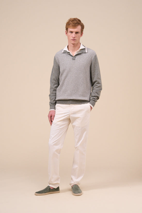 Fedeli Buk Cashmere Linen Jacquard Half-neck DARKOLIVEGREEN