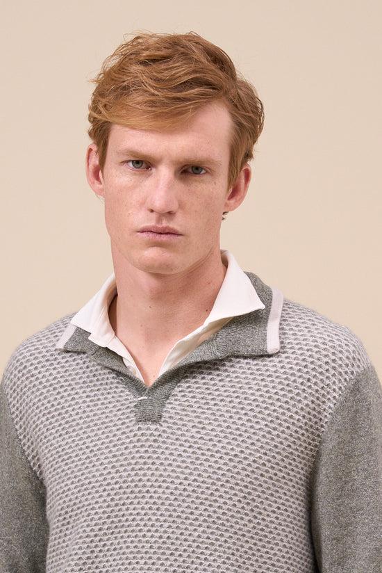 Fedeli Buk Cashmere Linen Jacquard Half-neck DARKOLIVEGREEN