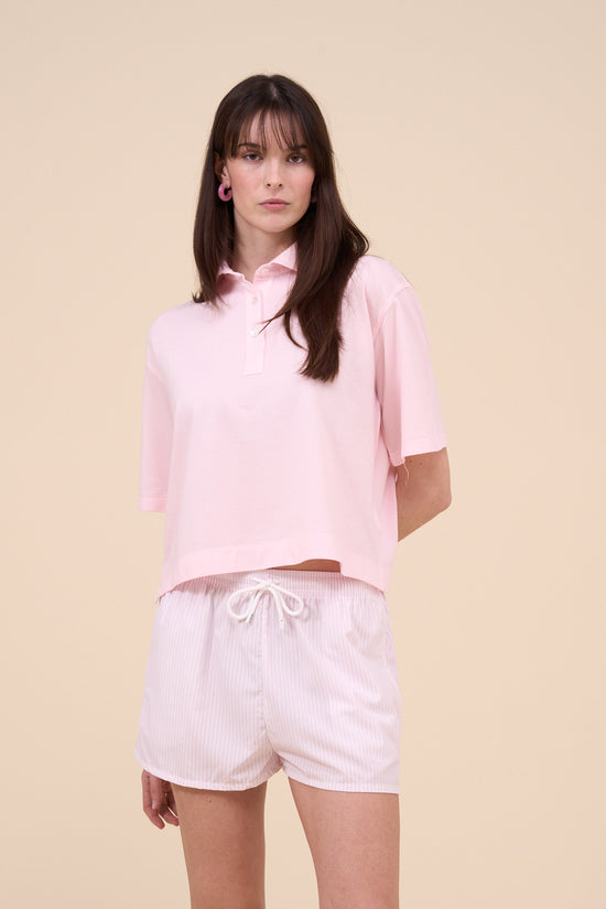 Fedeli Circe Organic Piquet Short Sleeve Boxy Polo WHITE