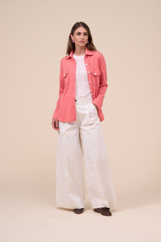 Fedeli Corviglia Cashmere Linen Knitted Shirt LIGHTCORAL