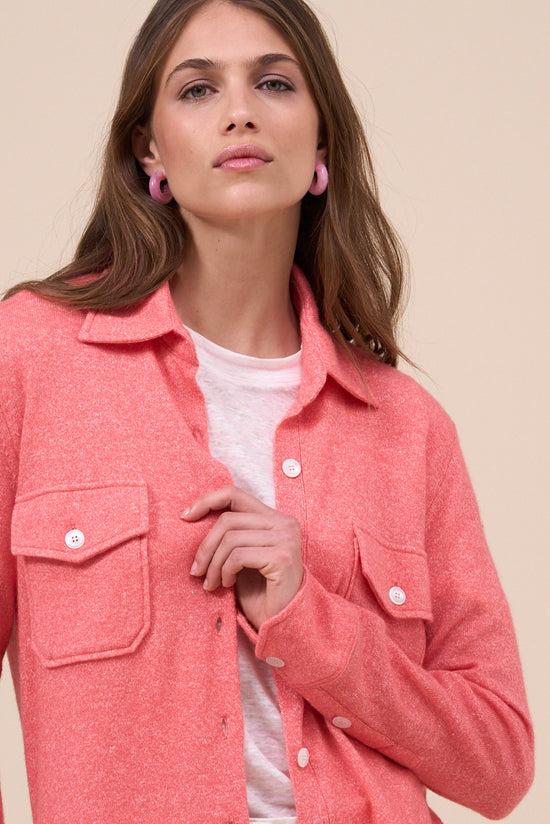 Fedeli Corviglia Cashmere Linen Knitted Shirt LIGHTCORAL