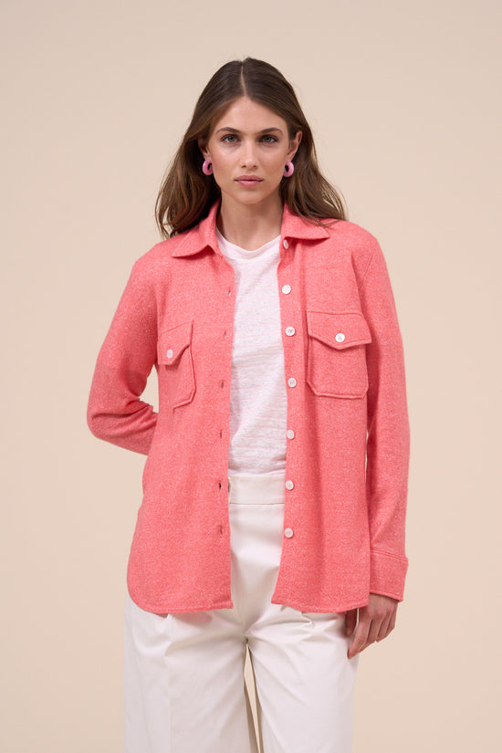 fedeli Corviglia Cashmere Linen Knitted Shirt LIGHTCORAL