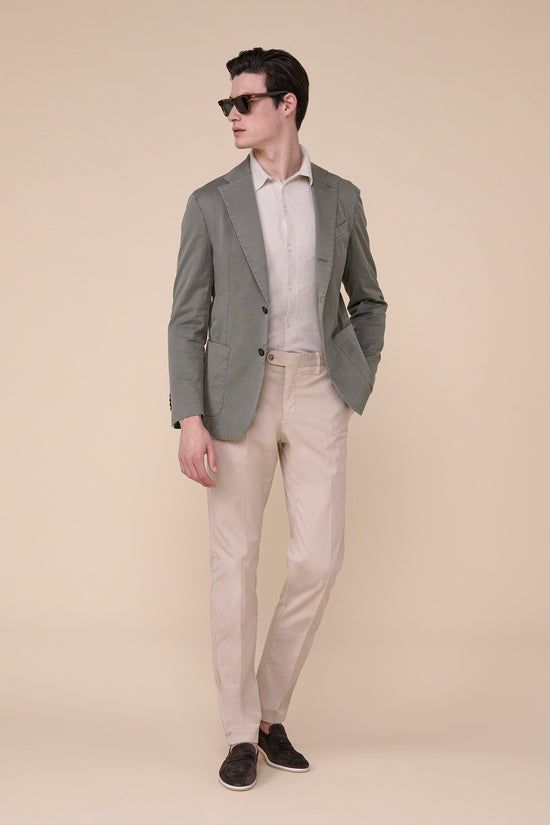 Fedeli Cremona Cotton Drill Flex Single-breast Jacket DARKOLIVEGREEN