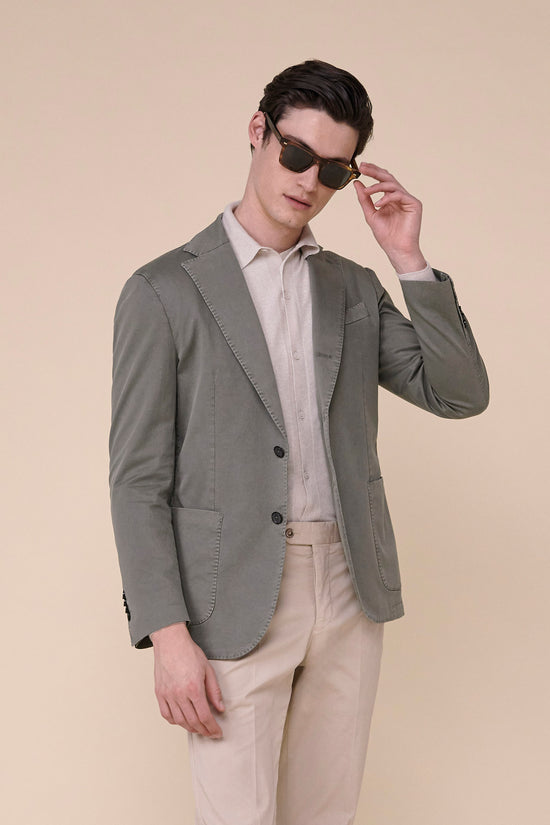 fedeli Cremona Cotton Drill Flex Single-breast Jacket DARKOLIVEGREEN