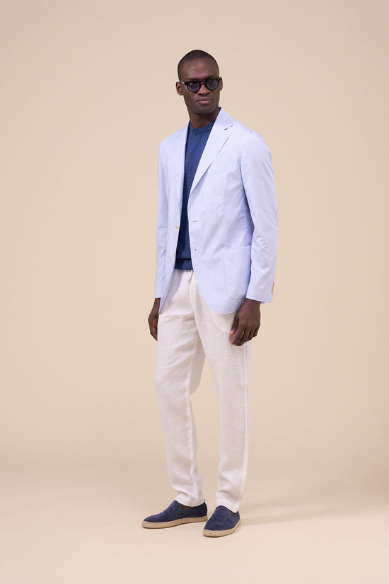 Fedeli Cremona Cotton Light Single-breast Jacket STEELBLUE