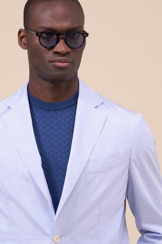 Fedeli Cremona Cotton Light Single-breast Jacket STEELBLUE