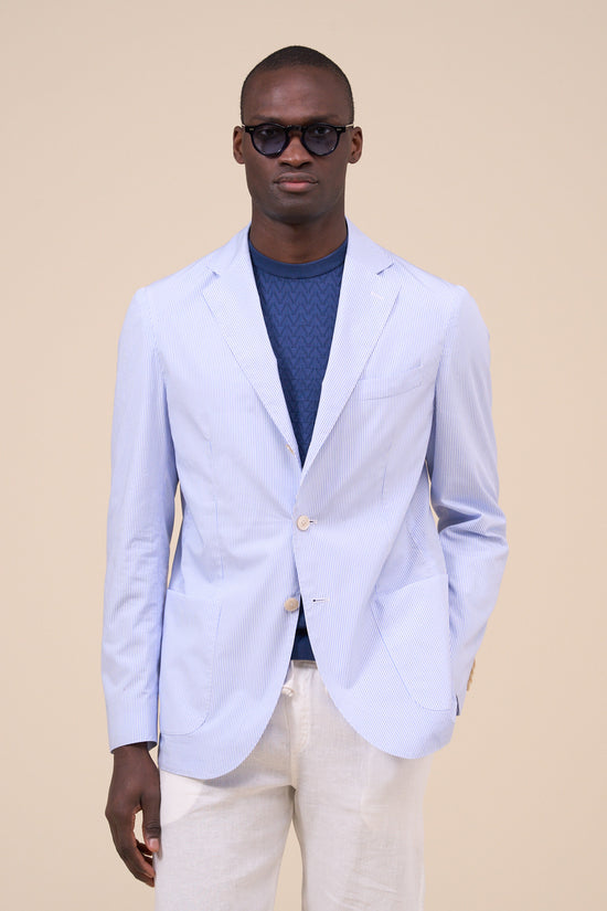 fedeli Cremona Cotton Light Single-breast Jacket STEELBLUE