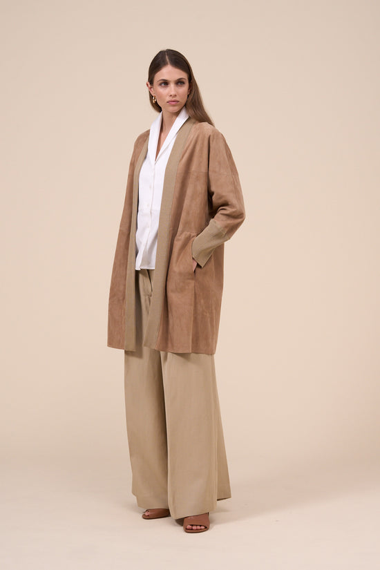 Fedeli Dafne Suede Jacket With Knitted Rims And Cuffs TAN