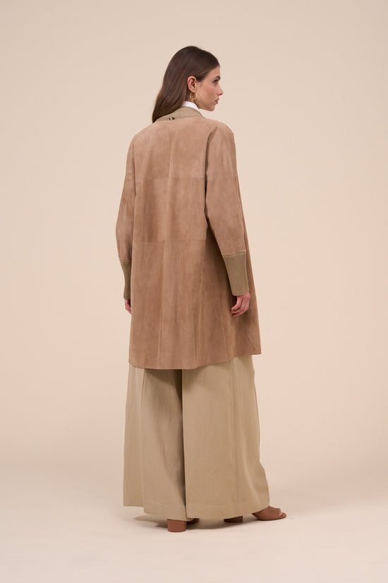 Fedeli Dafne Suede Jacket With Knitted Rims And Cuffs TAN