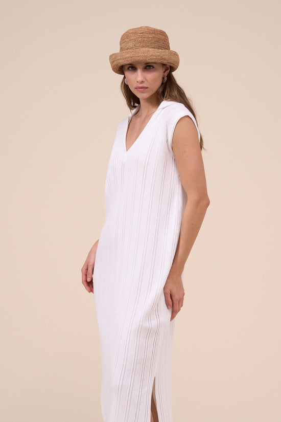 Fedeli Daira Cotton Breeze V-neck Sleveless Dress WHITE