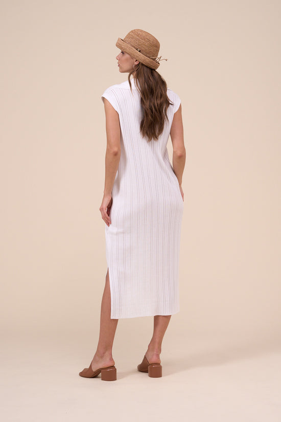 Fedeli Daira Cotton Breeze V-neck Sleveless Dress WHITE