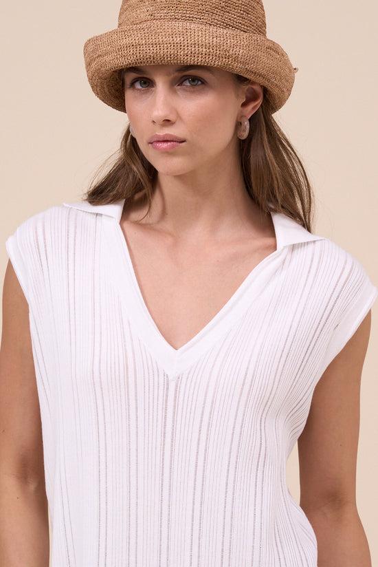 Fedeli Daira Cotton Breeze V-neck Sleveless Dress WHITE