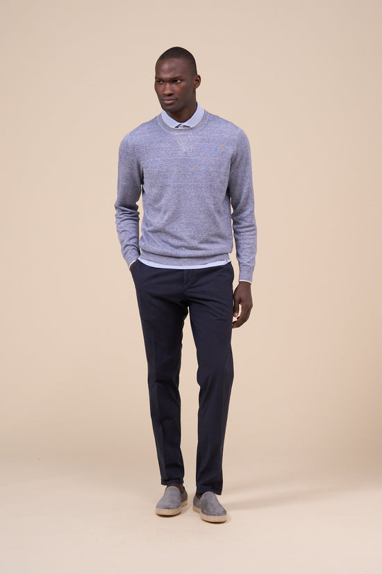 Fedeli David Irlanda Cotton Linen Roundneck - Bicolor DARKOLIVEGREEN