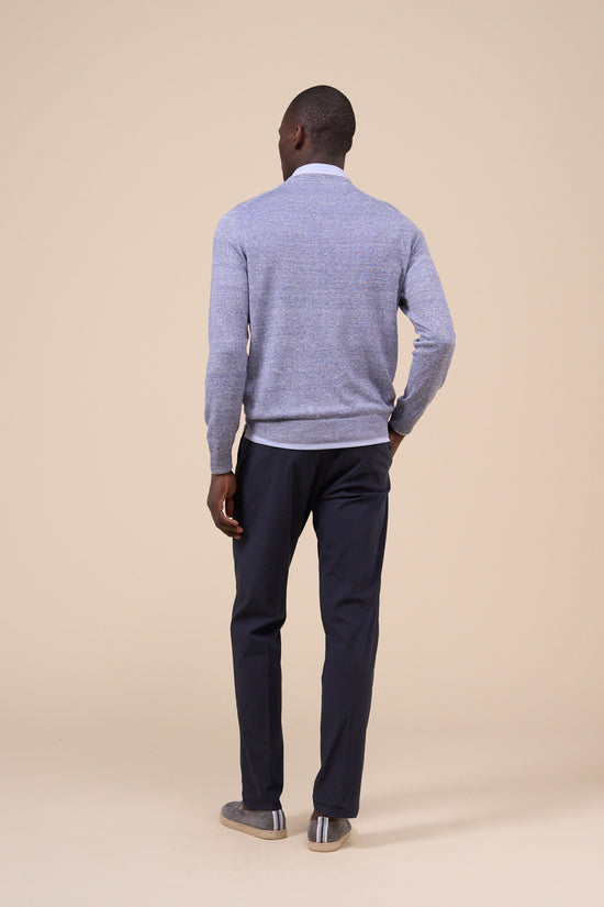 Fedeli David Irlanda Cotton Linen Roundneck - Bicolor DARKOLIVEGREEN