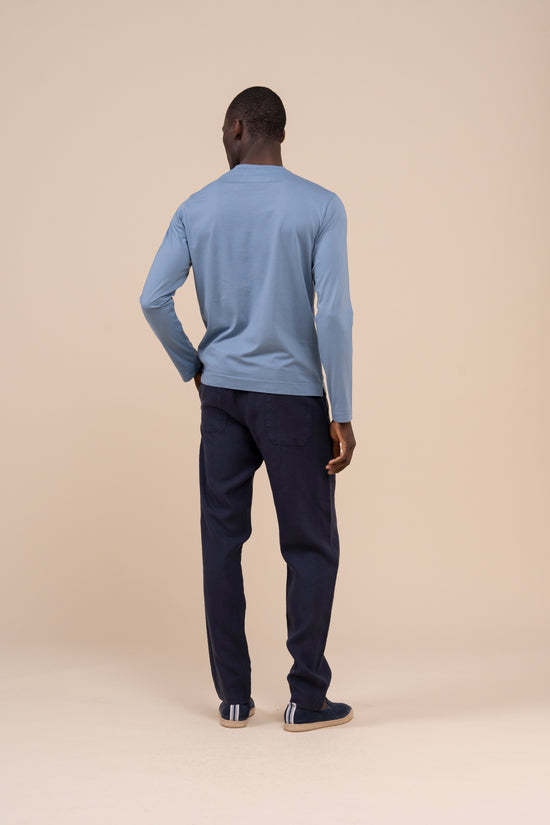 Fedeli Extreme Long Sleeve Organic Cotton T-shirt STEELBLUE