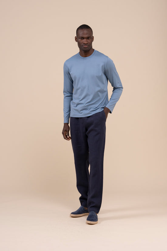 Fedeli Extreme Long Sleeve Organic Cotton T-shirt STEELBLUE