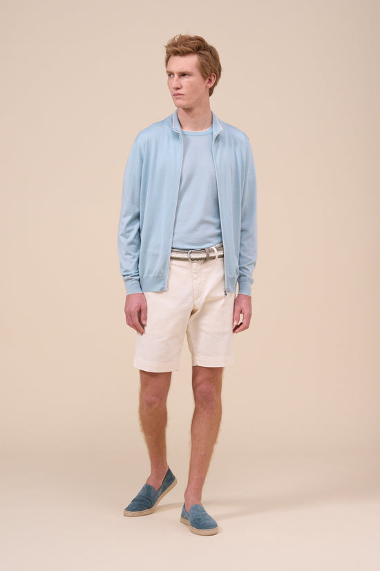 Fedeli Favonio Cashmere Silk Full-zip Sweater - Bicolor PALETURQUOISE