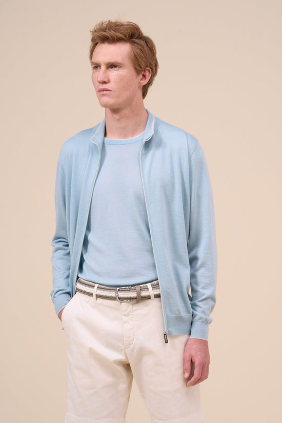 fedeli Favonio Cashmere Silk Full-zip Sweater - Bicolor PALETURQUOISE