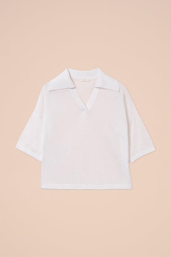 fedeli Asteria Lunar Cotton Blend Polo WHITE