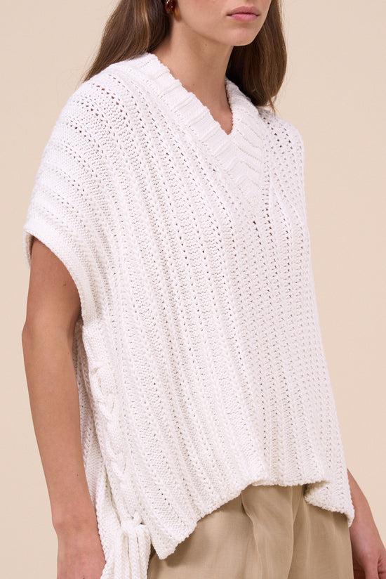 Fedeli Aura Cotton Wave Sleveless V-neck WHITE