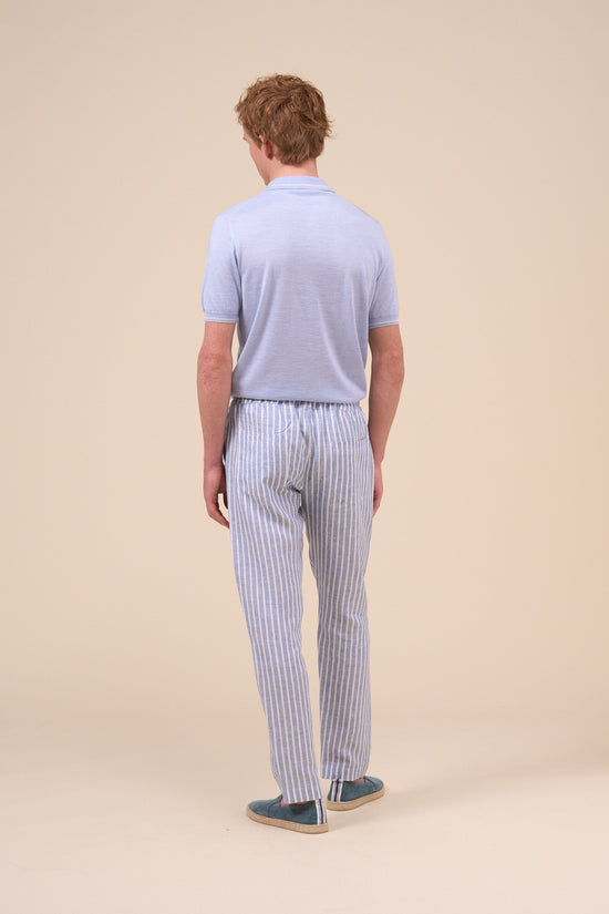 Fedeli Bonifacio Linen Striped Pants MIDNIGHTBLUE