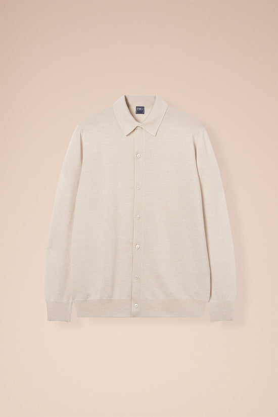 fedeli Cashmere and Linen Long Sleeve Shirt SAND