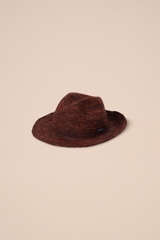 Fedeli Cuba Raffia Fedora Hat COFFEE