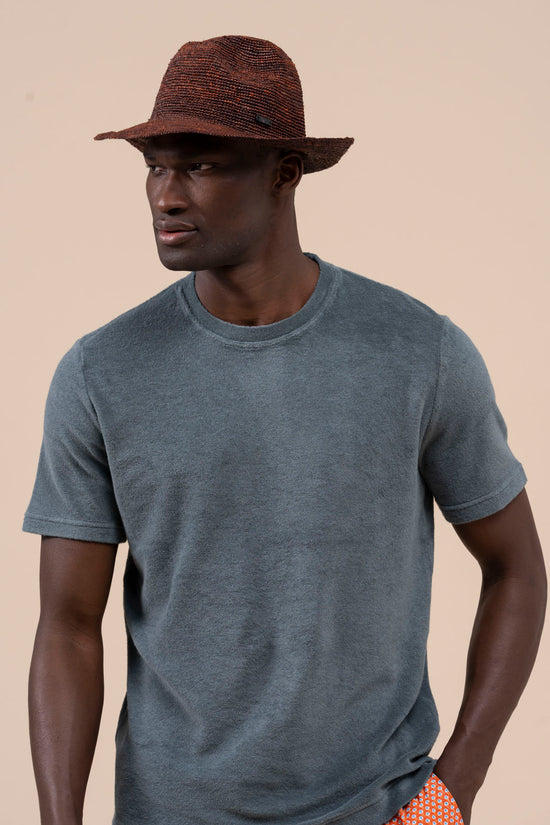 fedeli Cuba Raffia Fedora Hat COFFEE