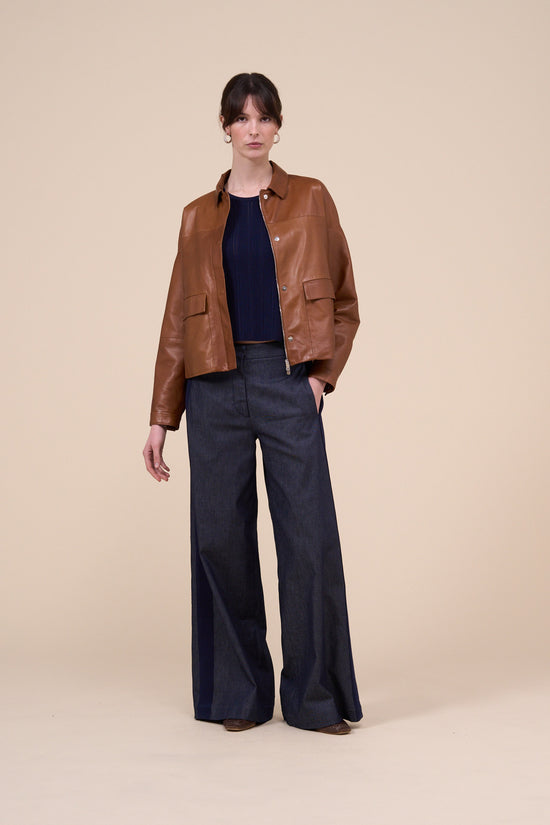 Fedeli Daisy Nappa Leather Boxy Jacket SIENNA
