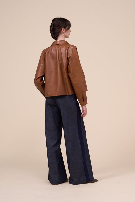Fedeli Daisy Nappa Leather Boxy Jacket SIENNA