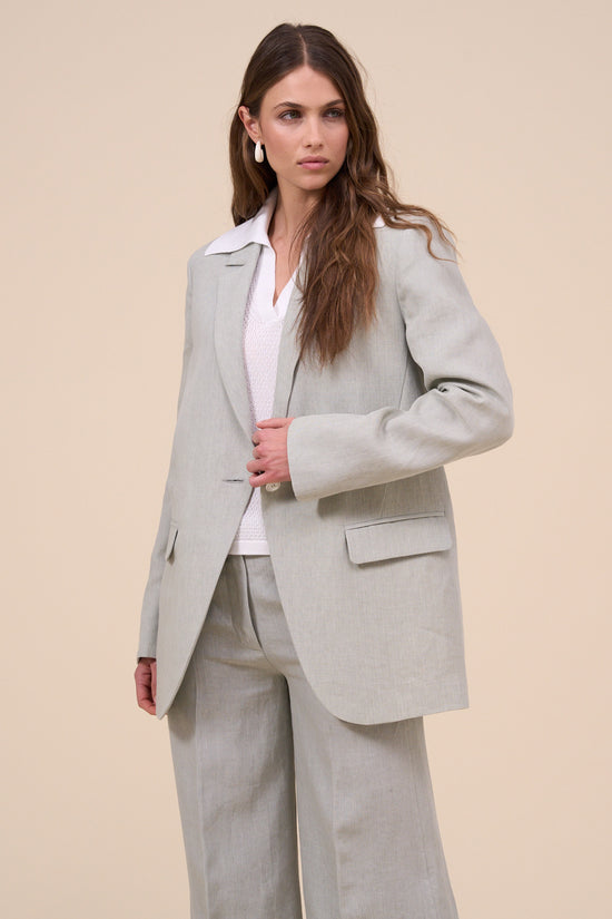 fedeli Demetra Delavè Linen Jacket DARKOLIVEGREEN
