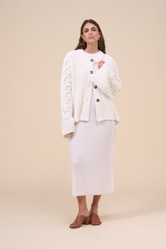 Fedeli Dice Cotton Wave Handmade Cardigan WHITE