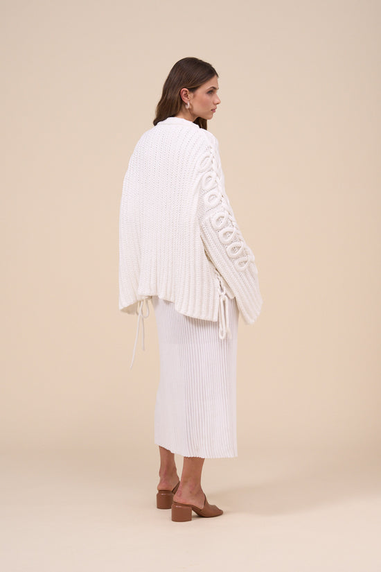Fedeli Dice Cotton Wave Handmade Cardigan WHITE