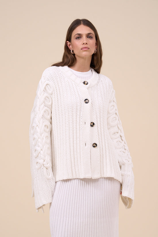 fedeli Dice Cotton Wave Handmade Cardigan WHITE