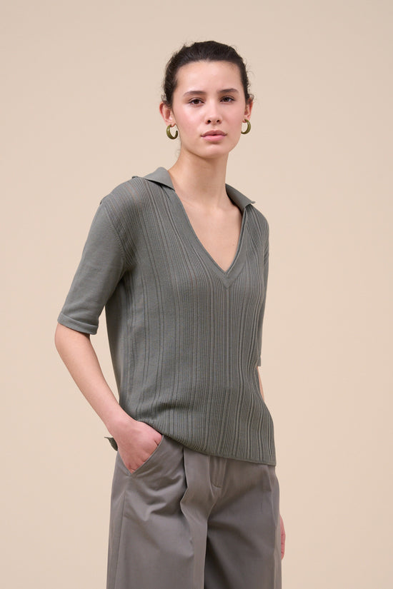 Fedeli Egle Cotton Breeze Short Sleeve Polo GREIGE