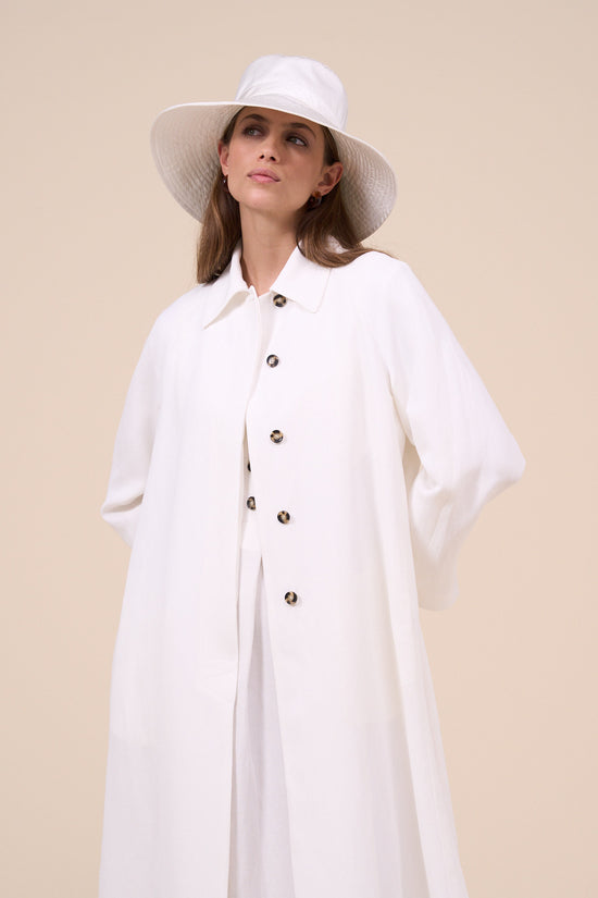Fedeli Era Fluid Linen Long Coat WHITE
