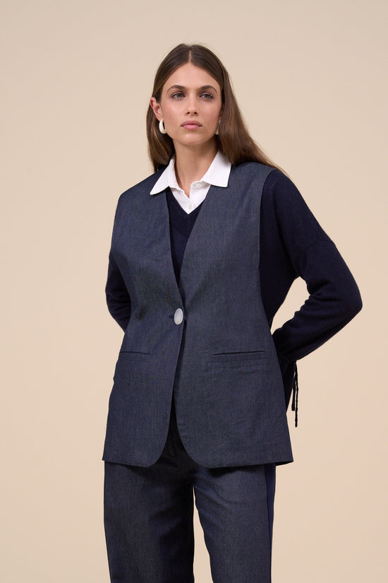 fedeli Febe Denim Sleeveless Jacket MIDNIGHTBLUE