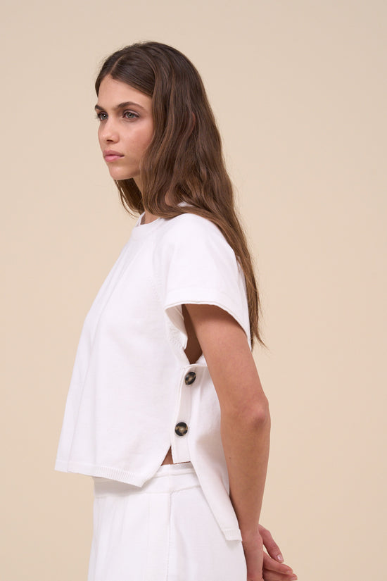 Fedeli Freya Cotton Breeze Knitted T-Shirt WHITE