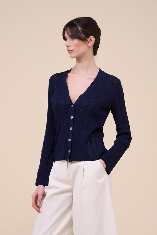 fedeli Galatea Cotton Breeze Cardigan MIDNIGHTBLUE fedeli Galatea Cotton Breeze Cardigan MIDNIGHTBLUE