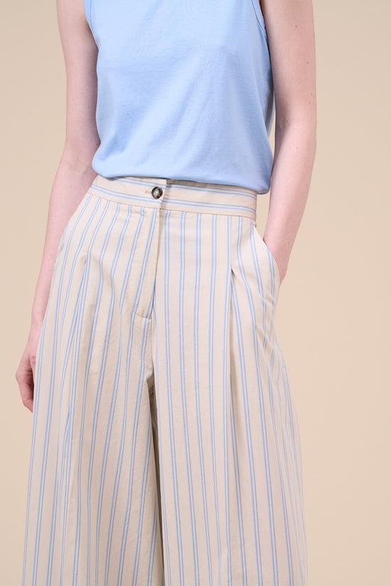 Fedeli Helga Cotton Stripe Baggy Pants WHEAT