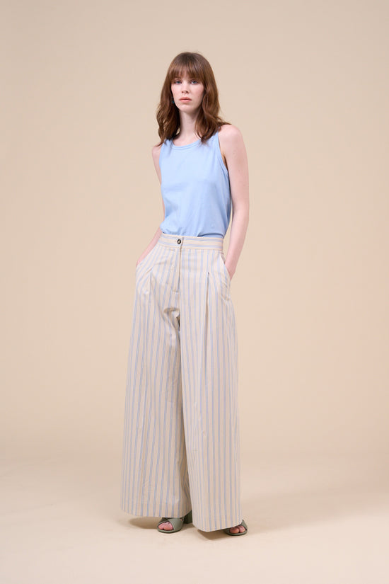 fedeli Helga Cotton Stripe Baggy Pants WHEAT